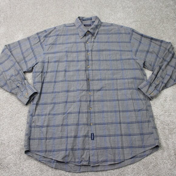 GANT Shirt Mens XLT Gray/Blue New Haven Oxford 100% Cotton Long Sleeve Button - Picture 2 of 13